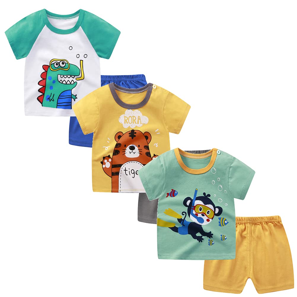 Bebé Niños Conjunto de 3 Juegos de Manga Corta y Pantalones Cortos de Media Manga, Paquete de 6 (con/sin Hebilla para el Hombro) — view 13