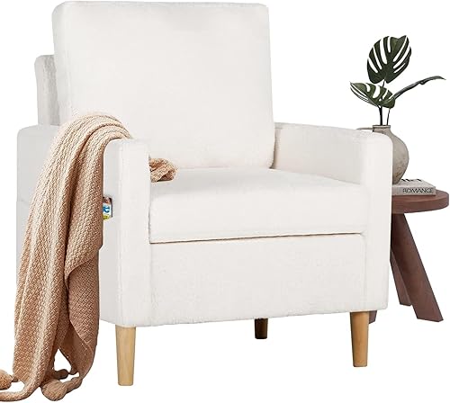 TYBOATLE - Sillón con acento de estilo moderno de mediados de siglo para sala de estar, sillón con reposabrazos afelpado y acogedor con bolsillo