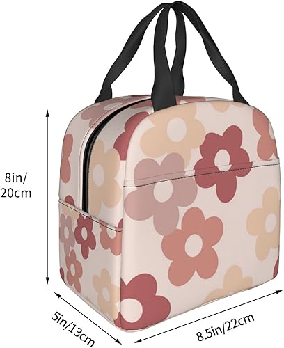 Miniatura 4 de weecool Lonchera con diseño de margaritas pastel para mujeres y hombres, contenedor estético aislado con margaritas con bolsillo frontal para