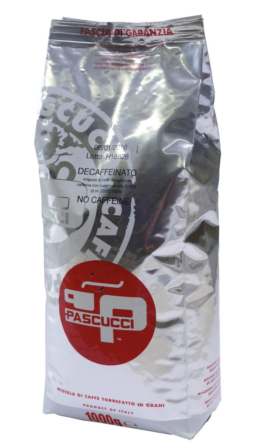 Caffè Pascucci | Caffe In Grani Per Macchina Espresso Moka Caffettiera Caffe Filtro Miscela Dek Decaffeinato Tostatura Scura 1 Kg Chicchi Torrefatti