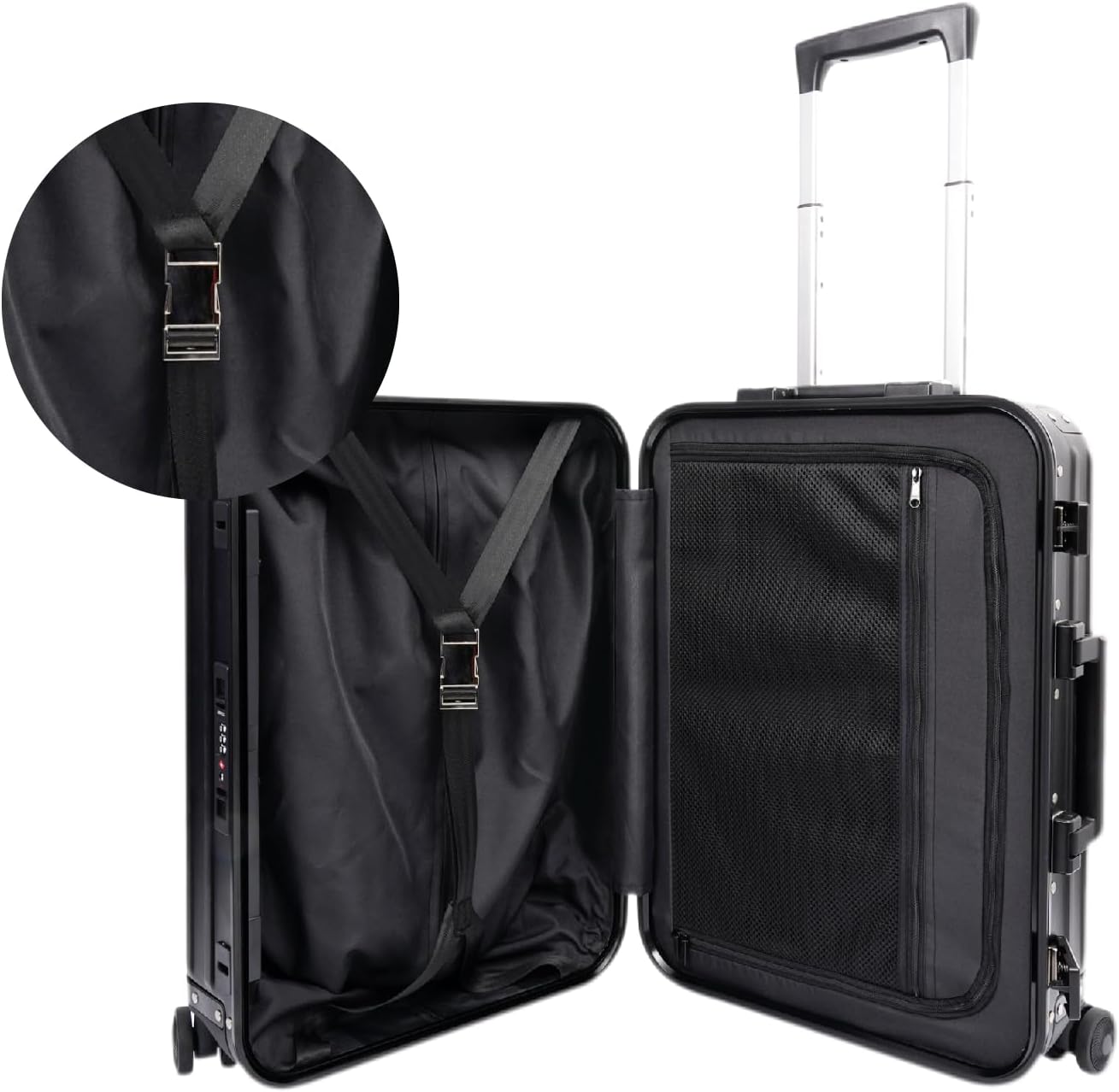 magallanes 20 Inch All Aluminum Carry On Luggage with Laptop Compartment - Zipperless Hard Shell Suitcase, 22x14x9 Airline Approved with Dual TSA Locks & Silent Spinner Wheels, Black - Image 4