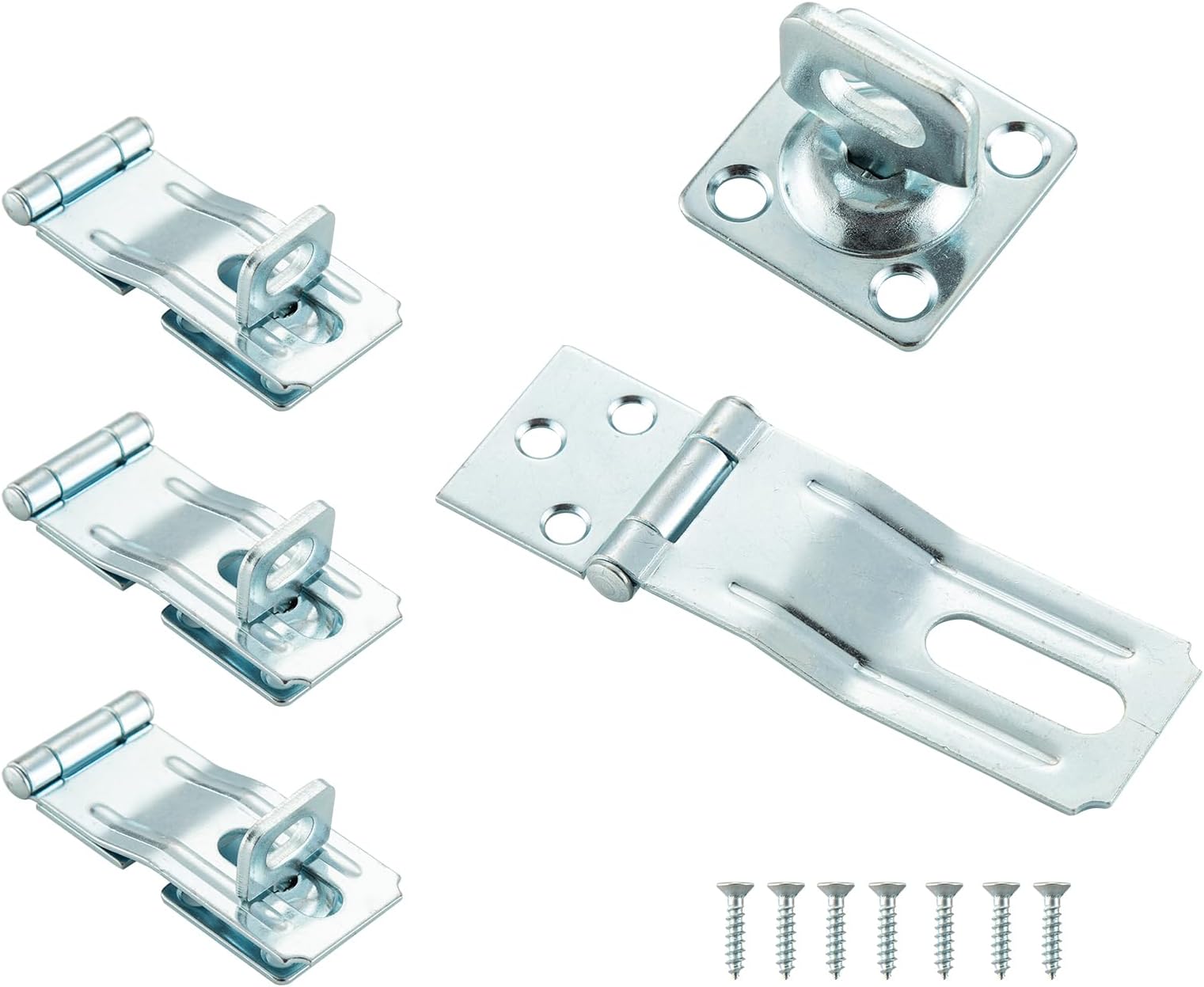 4 Pack Door Padlock Locks Hasp Latch, 3-1/2 inch Safety Packlock Clasp Hasp Lock Latch,Extra Thick Door Gate Lock Hasp with Screws