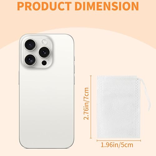 Miniatura 2 de TamBee Paquete de 100 bolsas de filtro de té desechables vacías de muselina con cordón, bolsas de té sueltas con cordón para hierbas (1.97 x 2.76