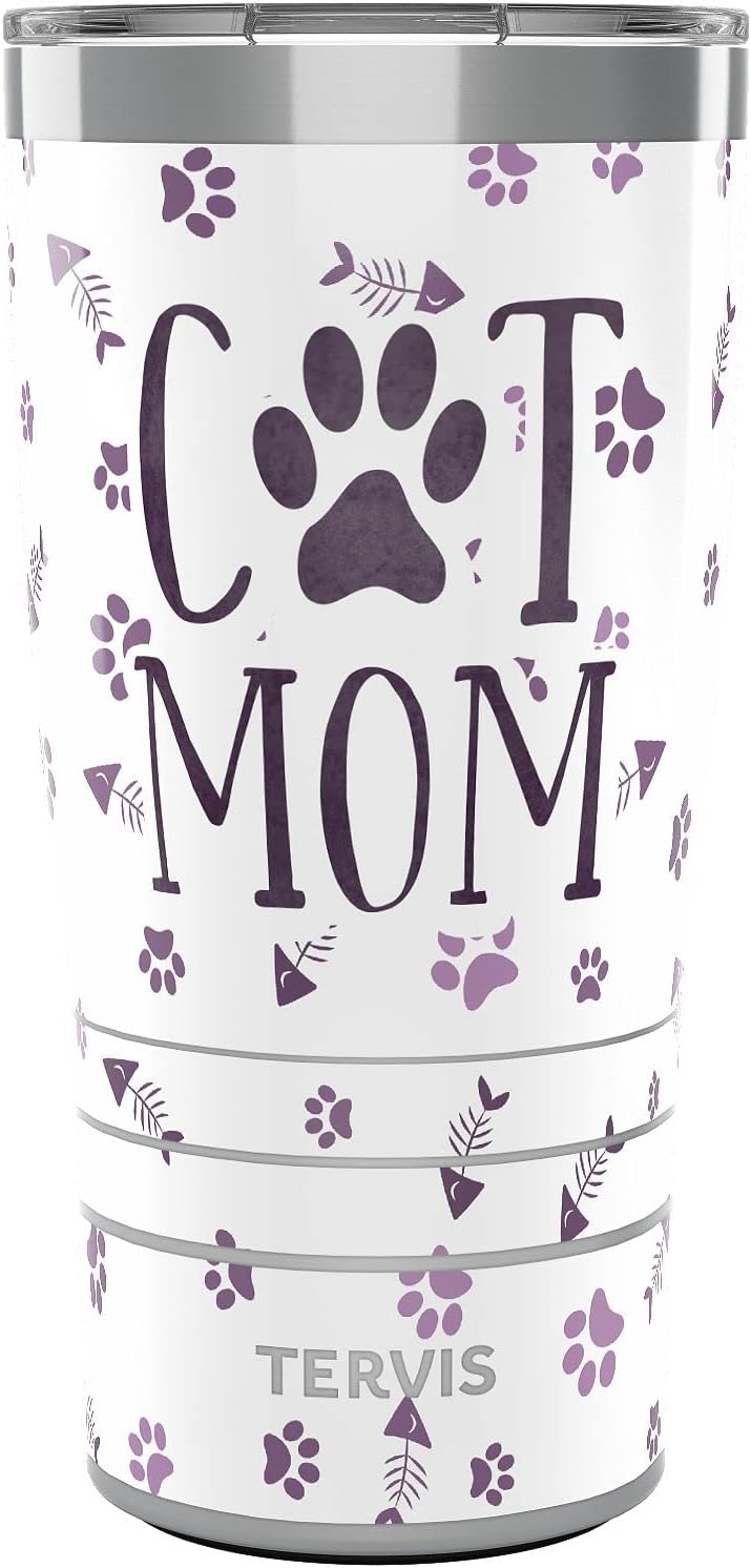 Tervis Traveler Cat Mom Triple Walled Insulated Tumbler Travel Cup Keeps Drinks Cold & Hot, 20oz, Stainless Steel