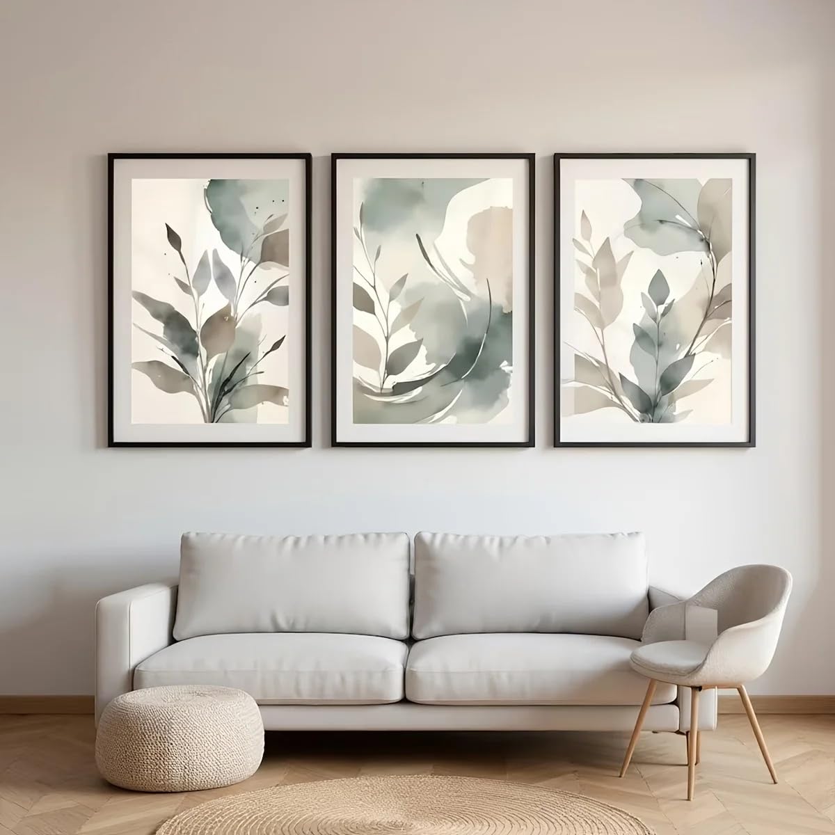 Canvas Prints Abstract Wall Art Neutral Sage Beige Botanical Home Decoration Zen Modern Living Room(35x50cm-3Pcs)