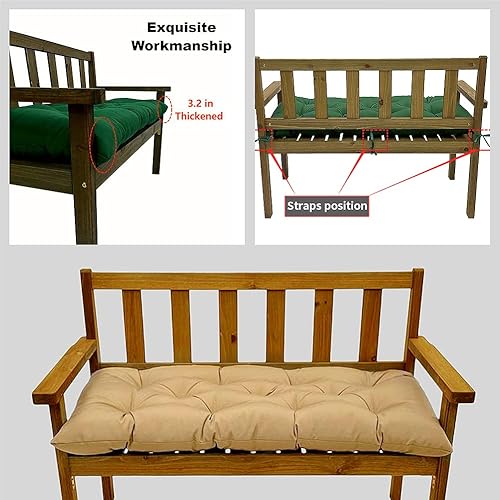 Miniatura 3 de Cojín de banco impermeable para exteriores, 48 x 20 pulgadas, cojín oscilante para muebles de patio, cojines de 3 plazas, para muebles de jardín,