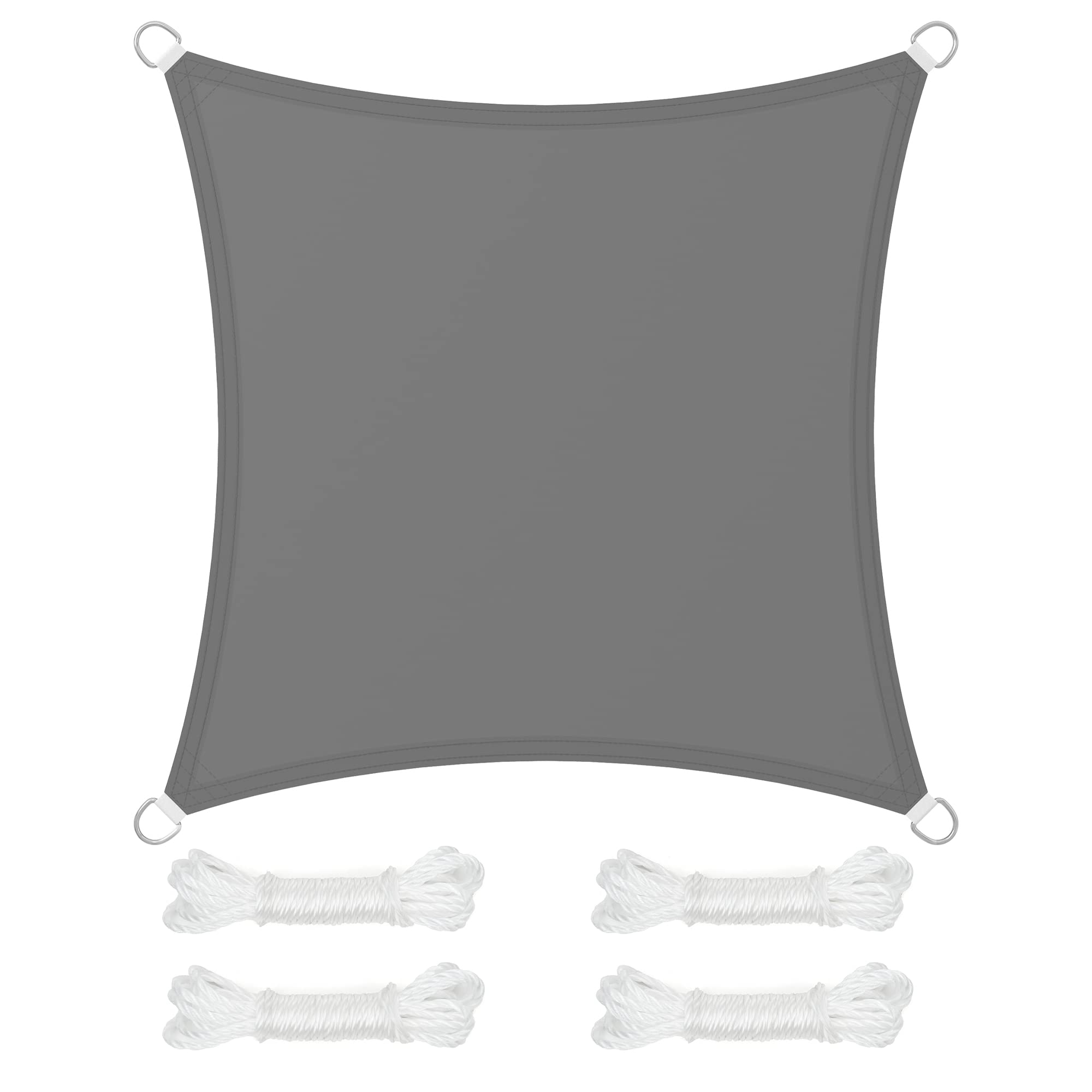 SONGMICS Voile d'Ombrage 3 x 3 m, Hydrofuge Colonne d’Eau de 665 mm, Polyester Anti-déchirure, Protection UV 93%, Terrasse, Jardin, Balcon, Carré, Cordes de 2 m, Gris Anthracite GSH33GYV1