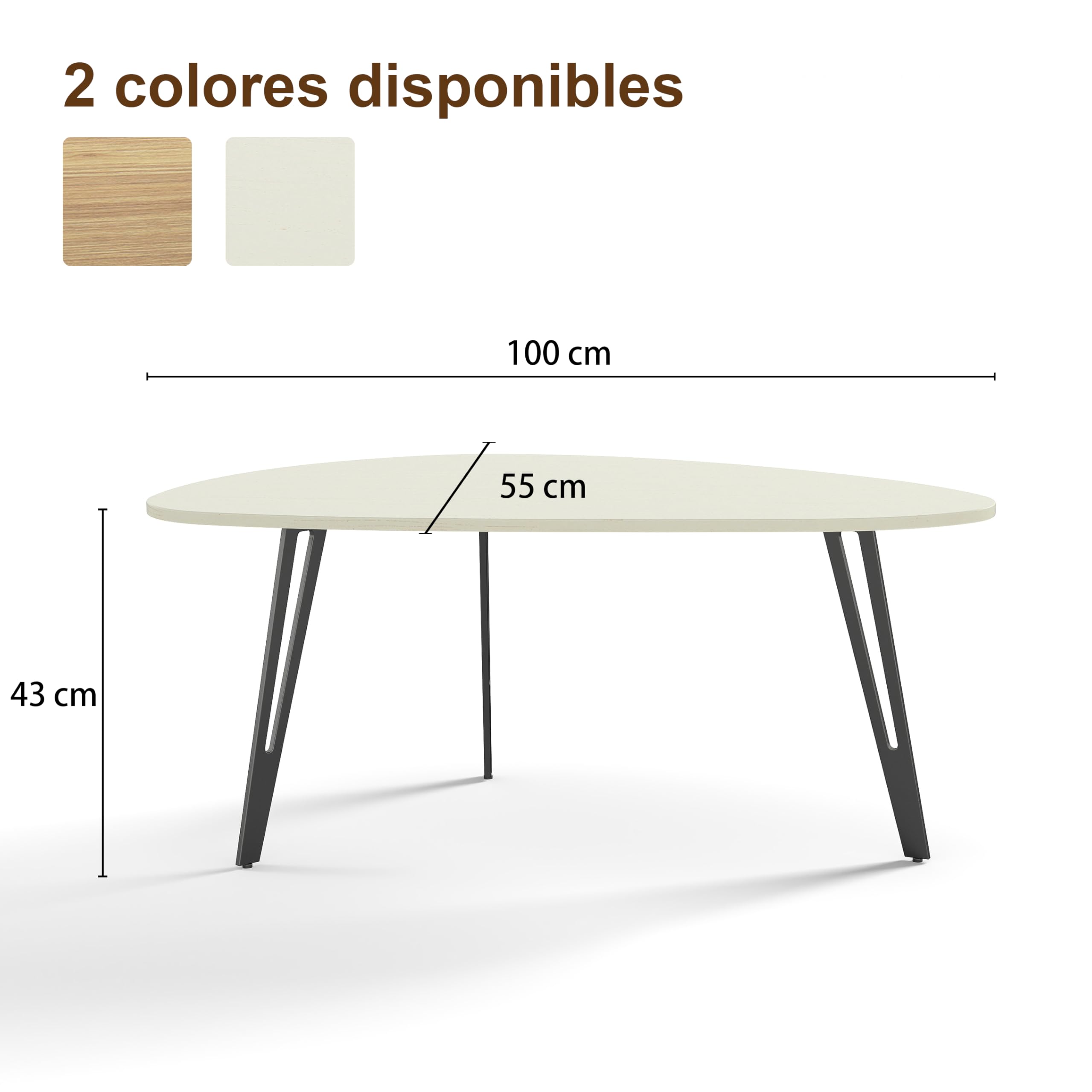 Manora Mesa de Centro Ovalada, Mesa Auxiliar Qequeña, Mesas Bajas de Salon Moderna para Sala de Estar, Oficina o Dormitorio (Blanco, Un Nivel)