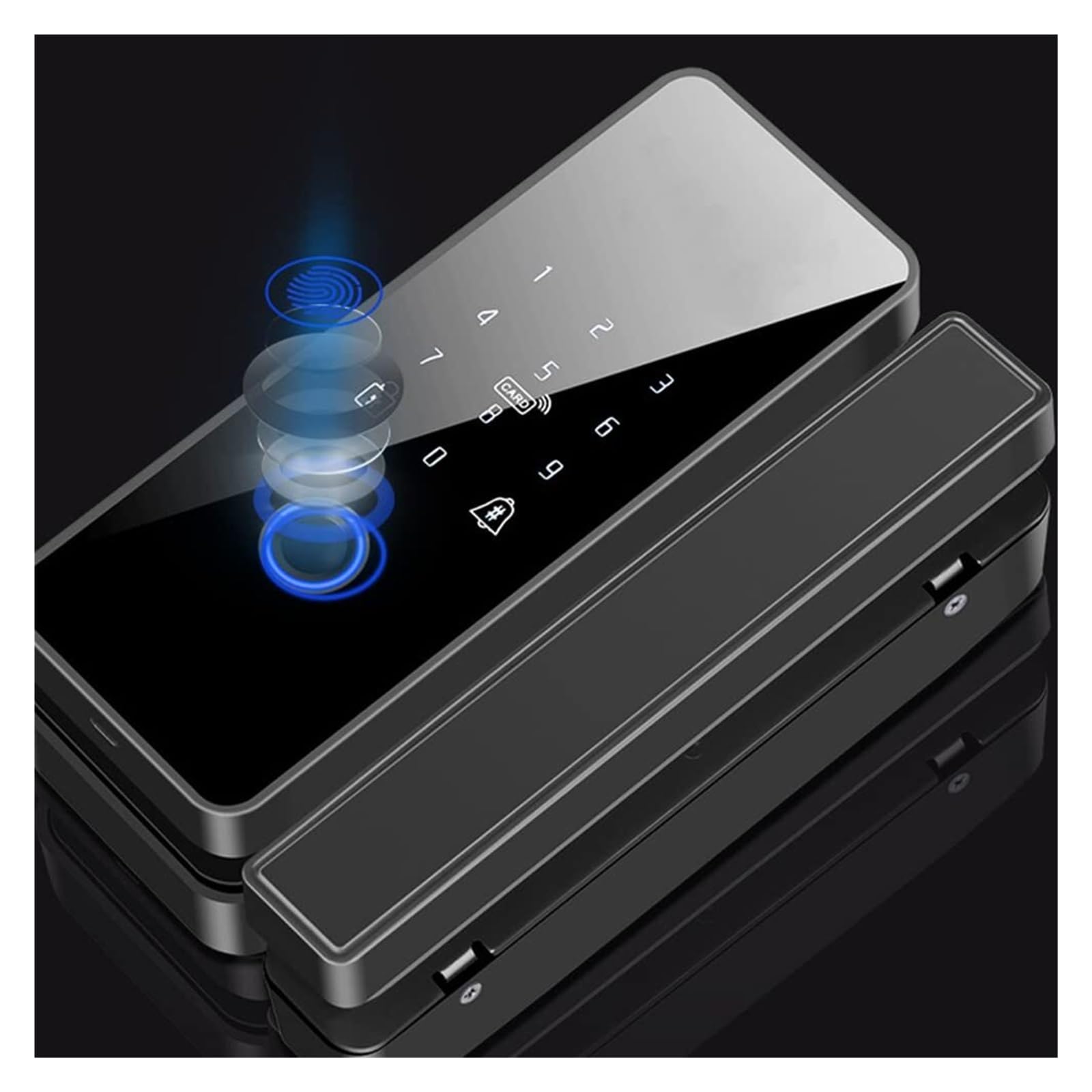 Serrure connectée Serrure de porte intelligente coulissante, serrure électronique sans clé, serrure de porte en verre à empreintes digitales, idéale for le bureau et la maison