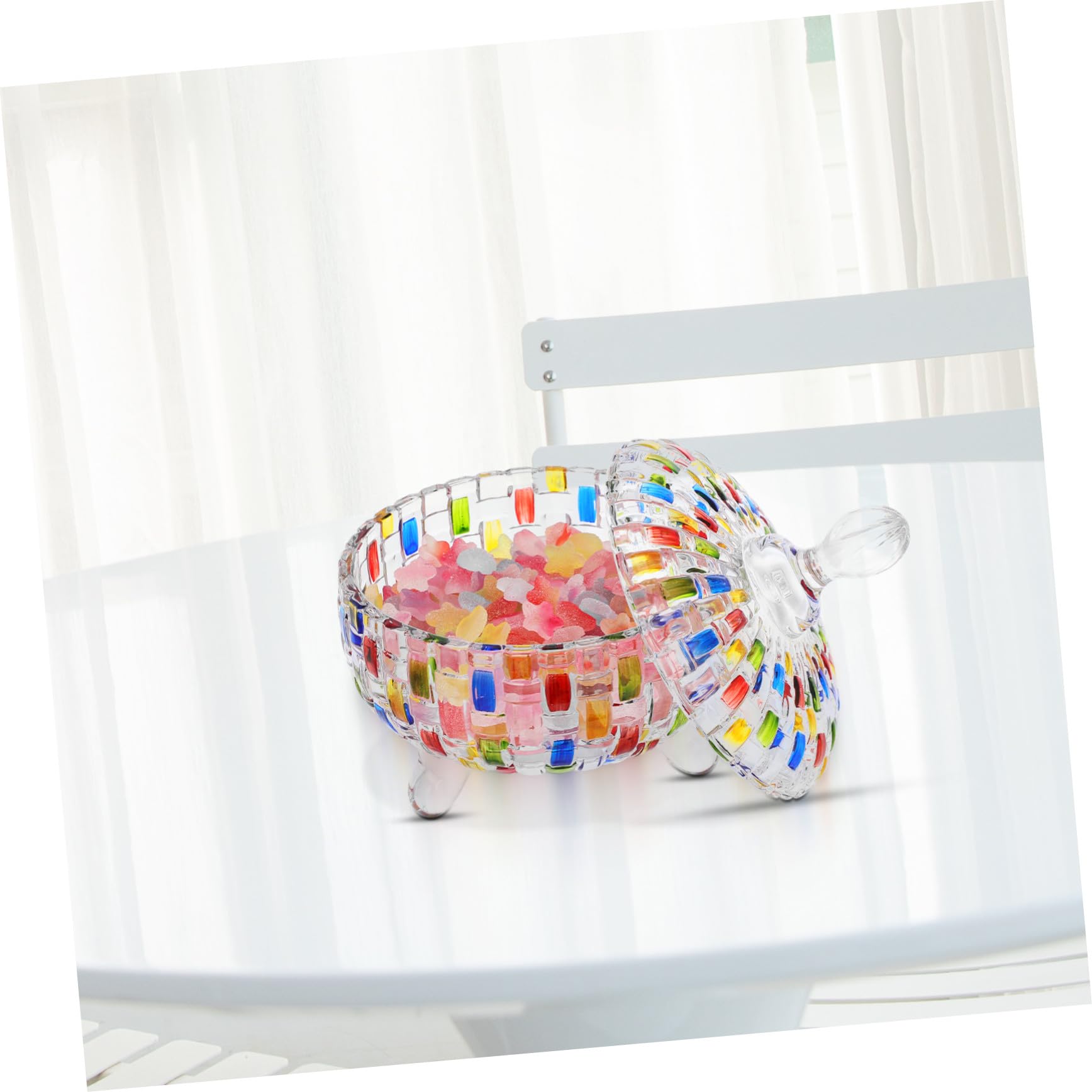 OUNONA Bonboniere aus Glas mit Deckel, Vintage Bonbonglas Bunt | Tee und Snacks, Transparentes Glas, Elegante Optik mit Dichtem Verschluss