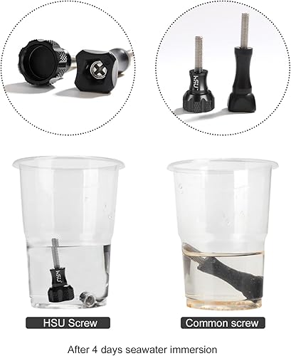 Miniatura 4 de HSU Juego de tornillos de aluminio + llave para Gopro Session, Hero 11, 10, 9, 8, 7, 6, 5, 4, 3, AKASO Campark y otras cámaras de acción (negro, 3