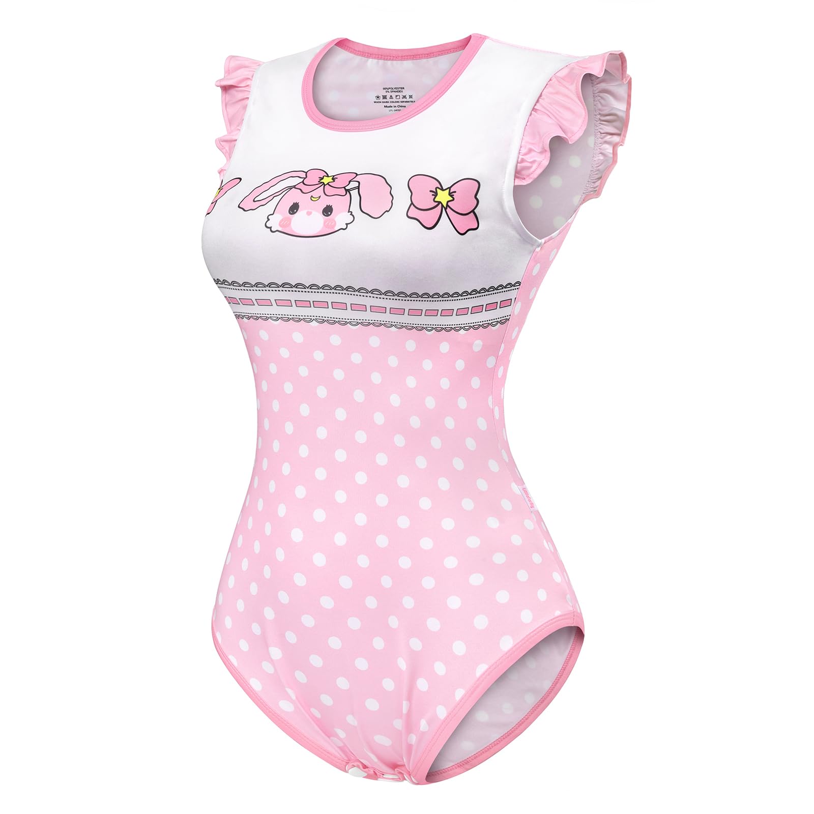 LittleForBig Jedwabisty kombinezon bez rękawów z falbanką Onesie Piżama Body - Usagi Vintage Onesie