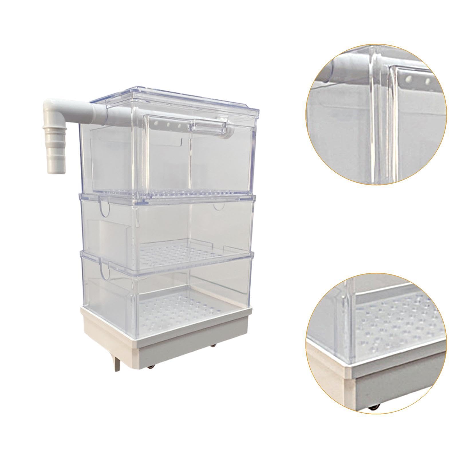 Aquarium Hang On Filterbox Überlaufrohrfilter für kleine Fischtanks Schildkröte Tank mit Schublade Tropfschale Leise Filtrationsbox Dreilagig