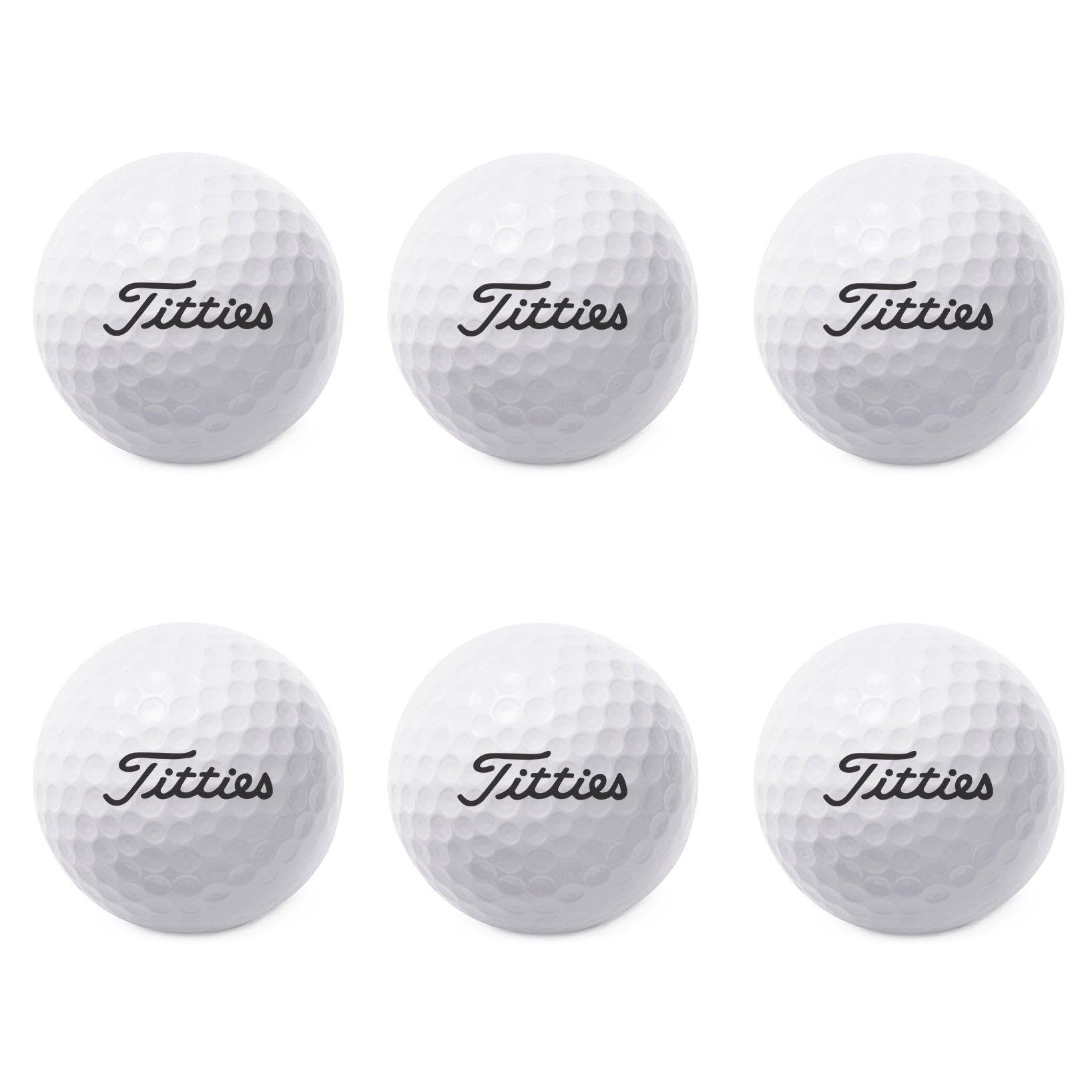 TeesAndTankYou Titties Logo Golf Ball - Novelty Gift for Men Golfers and Dad (Pack of 6)