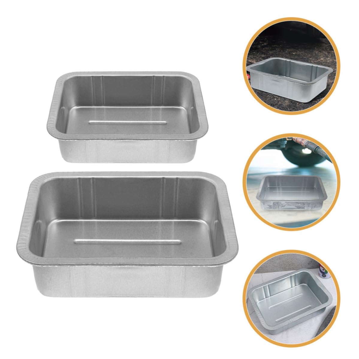 LALAFINA 2 Stück Ölauffangwanne für Auto Auffangwanne für Auto Stahl 10l Silber für Öl Sammeln und Reinigen und Mechanische Geräte