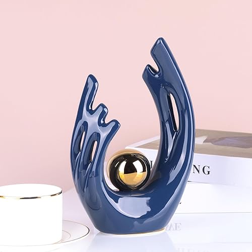 Miniatura 81 de XMGZQ Estatuas y esculturas abstractas de cerámica, estatuas de cerámica de arte naranja y dorado, decoración moderna del hogar para sala de estar