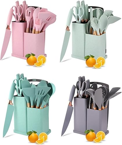 Miniatura 8 de Juego de utensilios de cocina y cuchillos de cocina de 19 piezas con bloque, incluye 11 utensilios de cocina de silicona, 5 piezas de cuchillos de