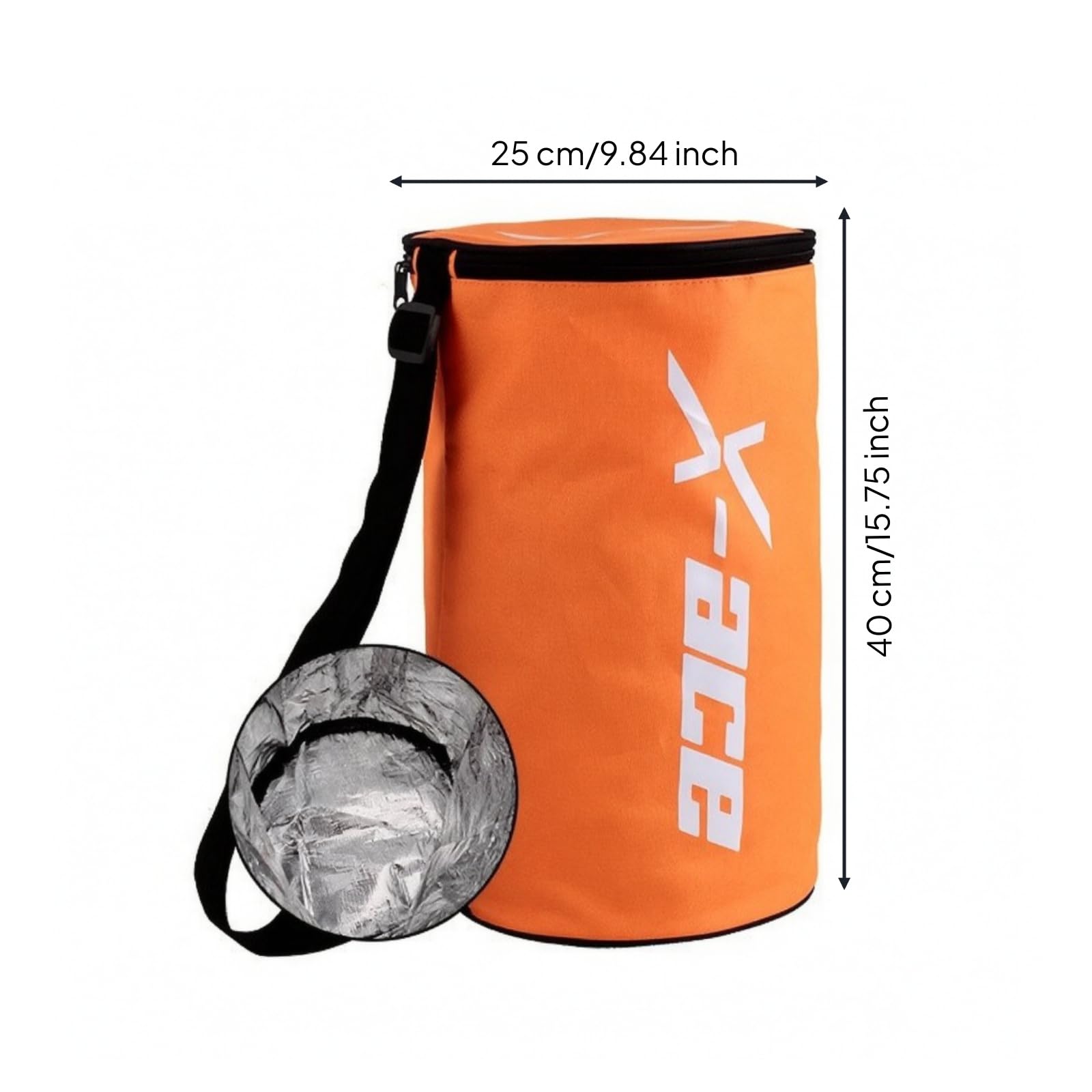 Tragbar Balltasche mit Schultergurt Isoliertes Innenfutter, Ballbeutel, Kompakte Zylindrische Form, für Training, Sportplatz, Tennis