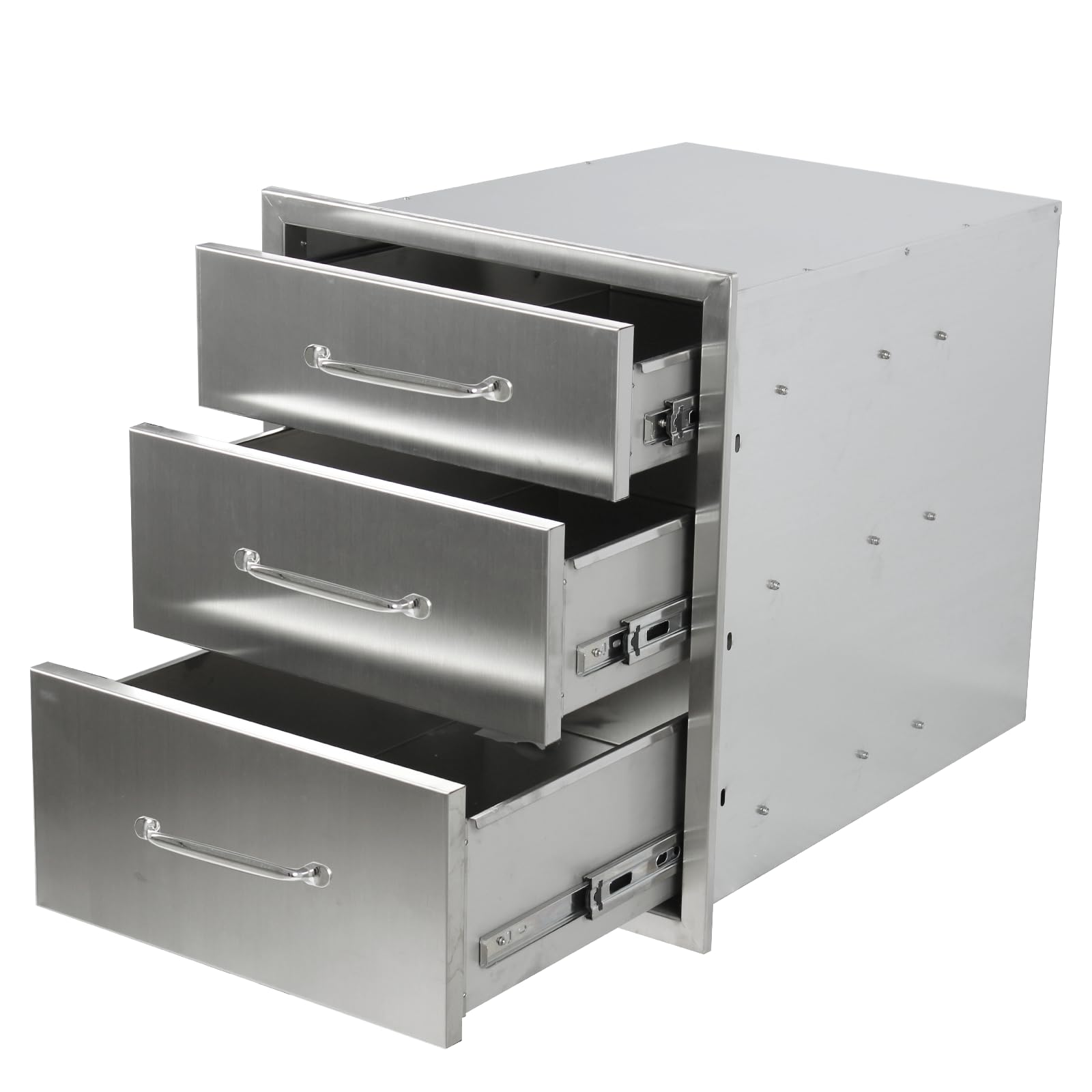 Outdoor Kitchen Drawers 18" W x 21" H x 23" D, Stainless Steel Built-in Drawers, Flush Mount Access BBQ Drawer for Outdoor Kitchens Island, Grill Station
