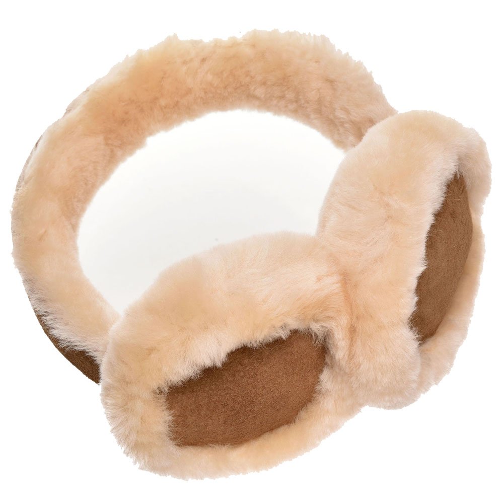 Lambland Premium Sheepskin and Suede Winter Ear Warmers Earmuffs Folding (Chestnut)