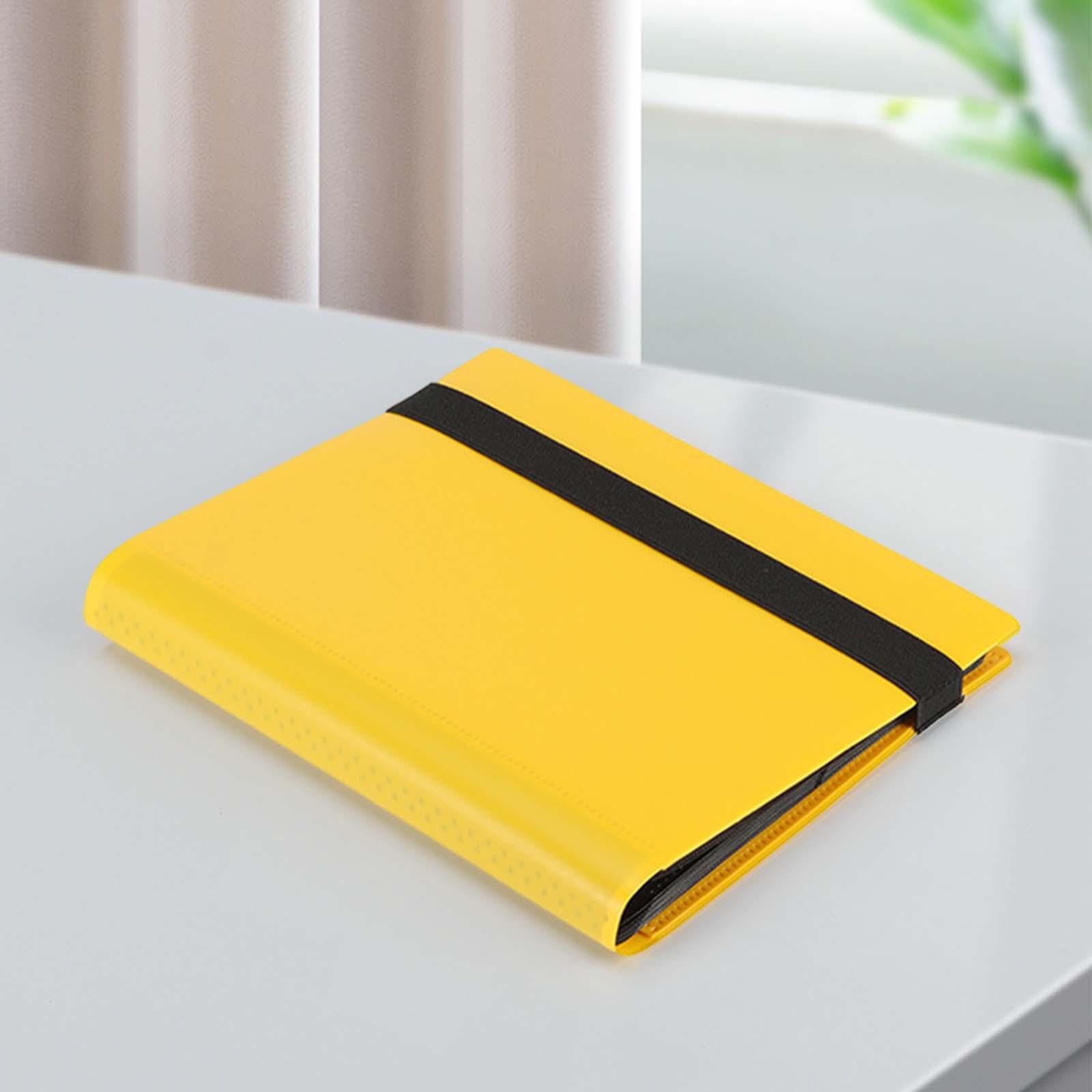 5 zestaw kart kolekcjonerskich album segregator pasek zamknięcie przenośne 20 arkuszy etui do przechowywania kart żółte 21 x 17,5 cm