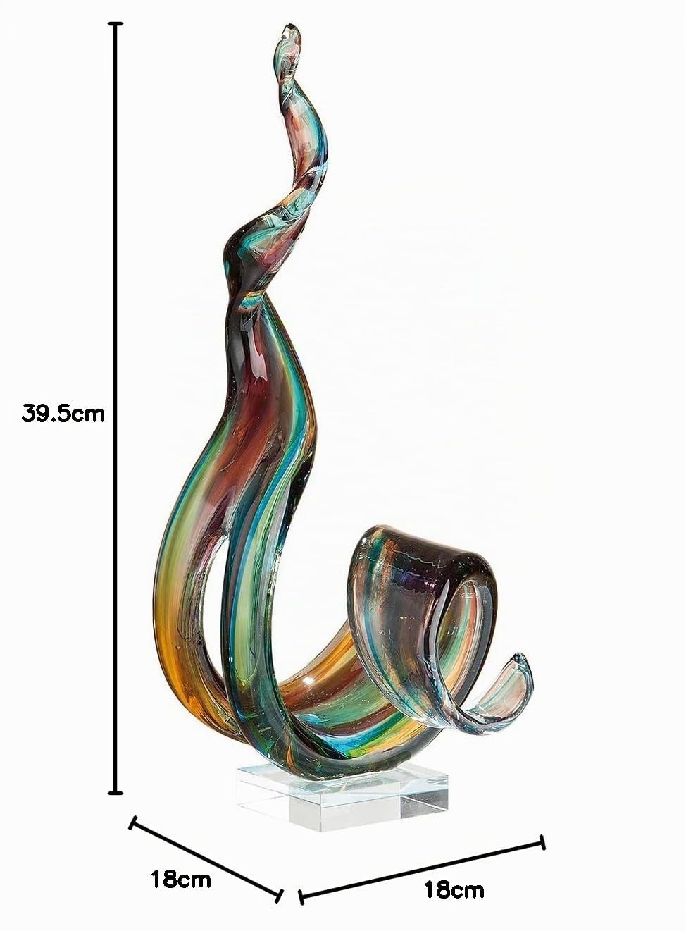 GILDE GLAS art Sculpture Marea - Objet décoratif Fait Main en Verre H 38 cm