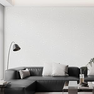TANONE White Peel and Stick Wallpaper 17.7" X 394" White Embossed Floral Contact Paper Self Adhesive Removable Textured Wallpaper Vinyl Thicken Wall Paper for Wall Furniture Cabinet Drawer Dresser