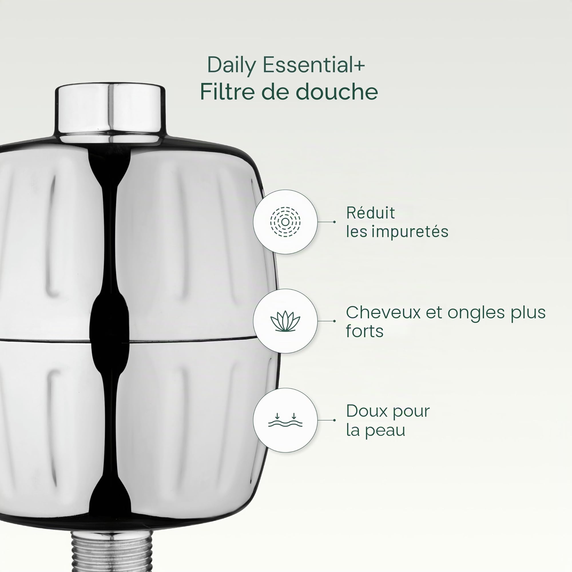 AquaBliss Filtre de douche très résistant, filtration avancée 30x, filtre universel multi-étapes pour pommeau de douche réduit les produits chimiques, le chlore et les odeurs, Nickel brossé (SF500)