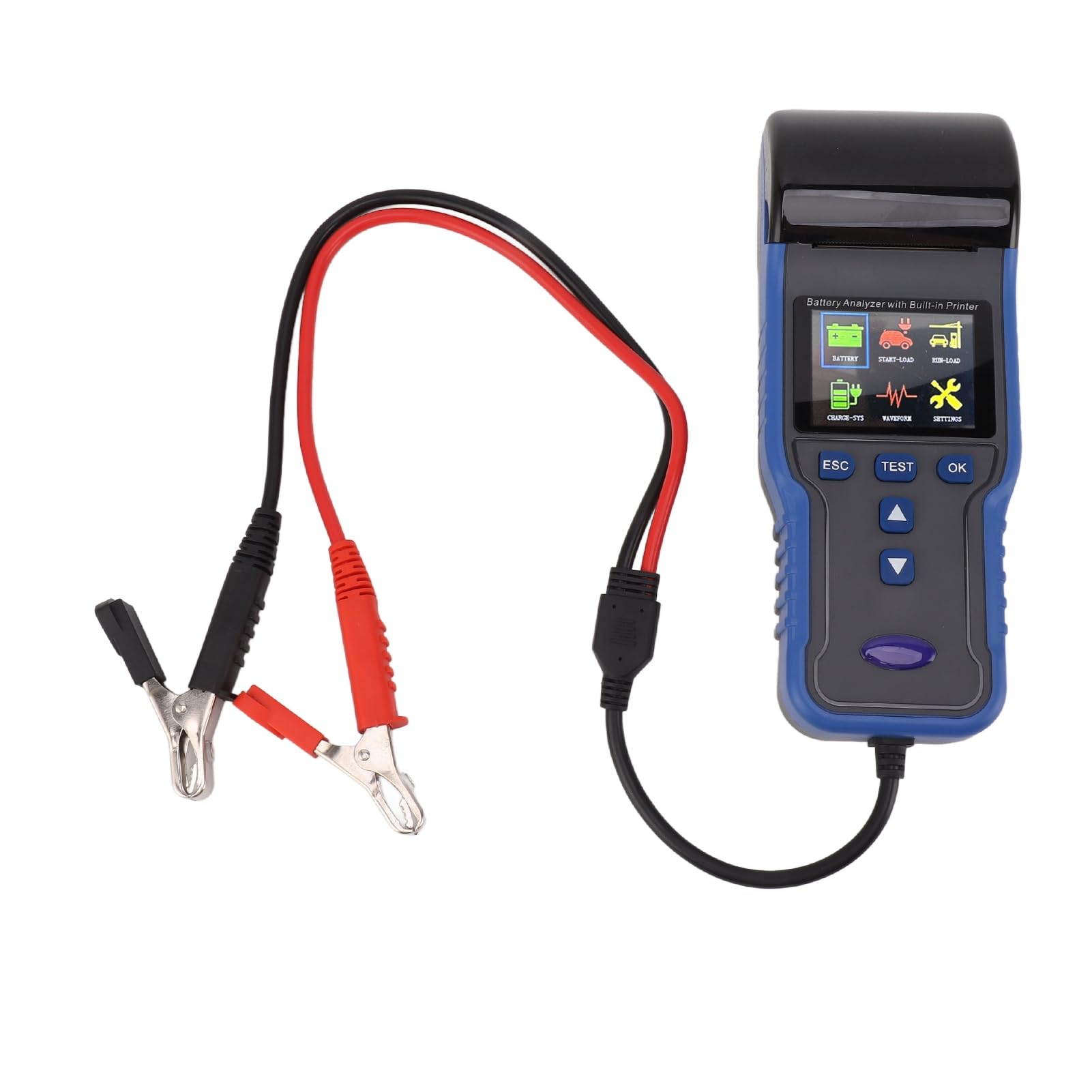 Tester per Batterie per Auto 12V 24V con Stampante Integrata – Supporto Multi-chimico per Batterie AGM EFB Start-Stop – Resistenza Interna e Analisi CCA – Test Sicuro Kelvin a 4 Fili