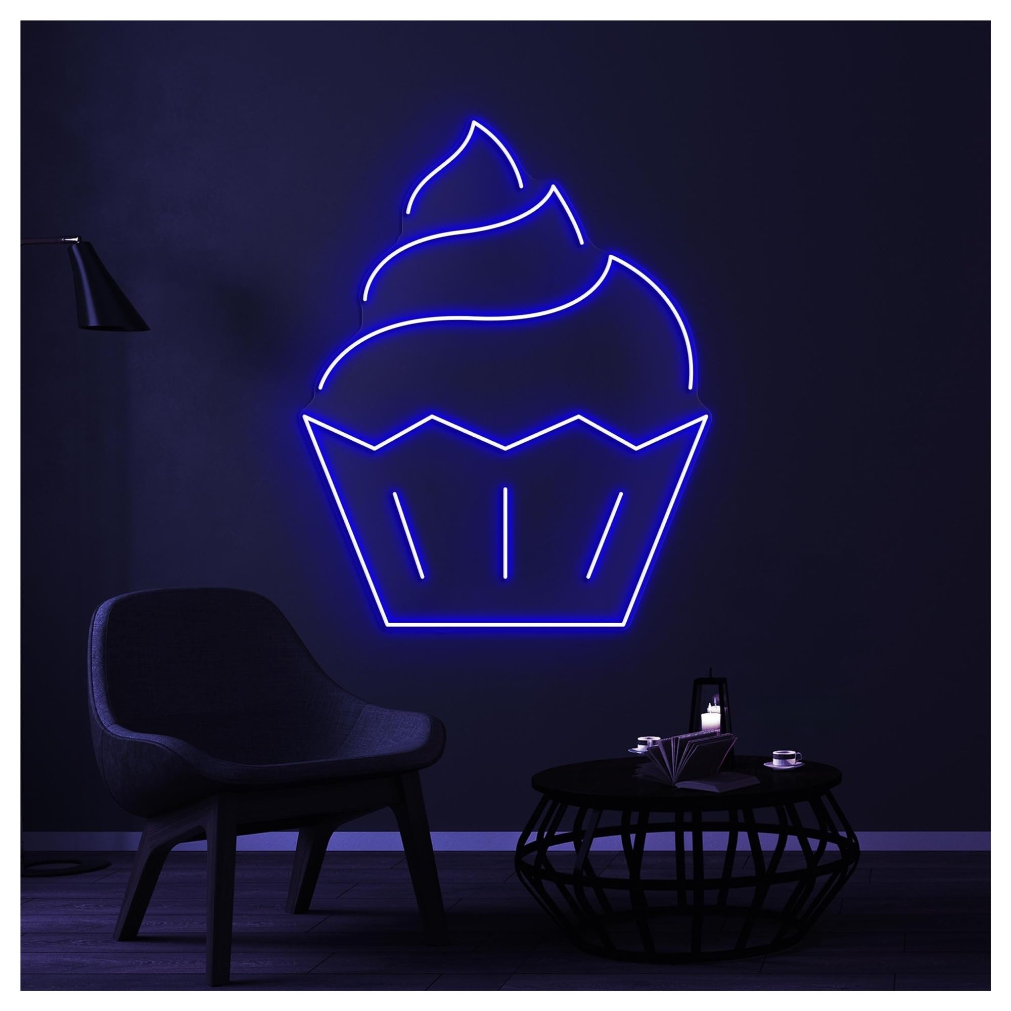 RONGCH Hanging Art Signs Cupcake Neon Sign Sweet Treat Wall Art Bakery Kitchen Decor Cake Lover Gameroom Bedroom Bar Livingroom Birthday Party Decoration 40cm