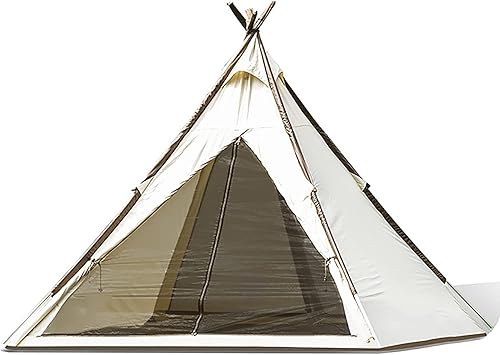 Tienda de campaña de lona de algodón tipi pirámide india para 3 ~ 4 personas, tienda de campaña estilo yurta para acampar en todas las 4 estaciones,