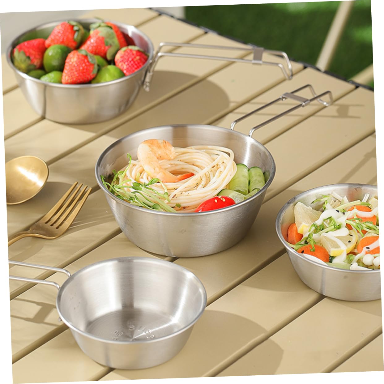 TOYANDONA 3 Sätze Klappschüssel Aus Edelstahl Für Camping Stapelbar Faltbar Kompakt Tragbar Wandern Outdoor Zusammenklappbar Rührschüsseln Aus Metall Metallschüssel 3 Stücke * 3