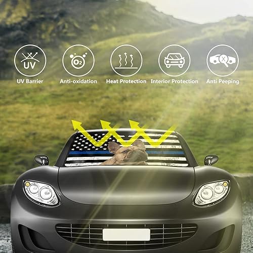 Miniatura 5 de CafeTime Parasol para parabrisas delantero de automóvil con diseño de animales divertidos Goldendoodle y Schnauzer, para decoración familiar,