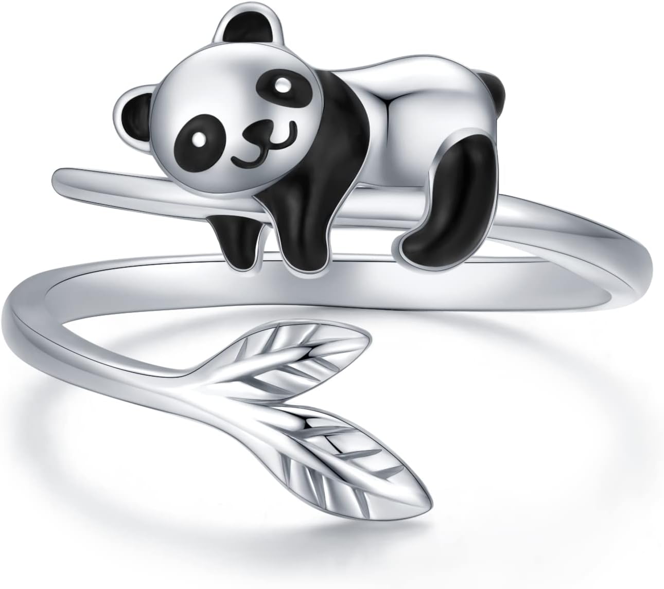 JUSTKIDSTOYPanda/Koala Ring 925 Sterling Silver Cute Animal Ring Adjustable Open Ring Panda Jewelry Gift for Women Girls