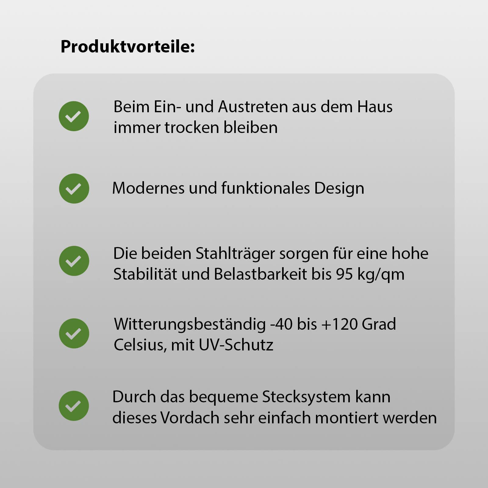 TRUTZHOLM Aluminium Vordach Haustürvordach Pultvordach 150 x 90 cm Schneelast 95kg | Polycarbonatplatte | nach Auswahl (150x90 cm, grau)