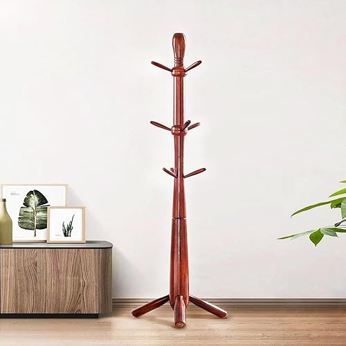 Miniatura 2 de SEMIR Perchero independiente, árbol de madera con 8 ganchos para bolso y sombrero, perchero resistente para dormitorio, oficina, entrada, pasillo