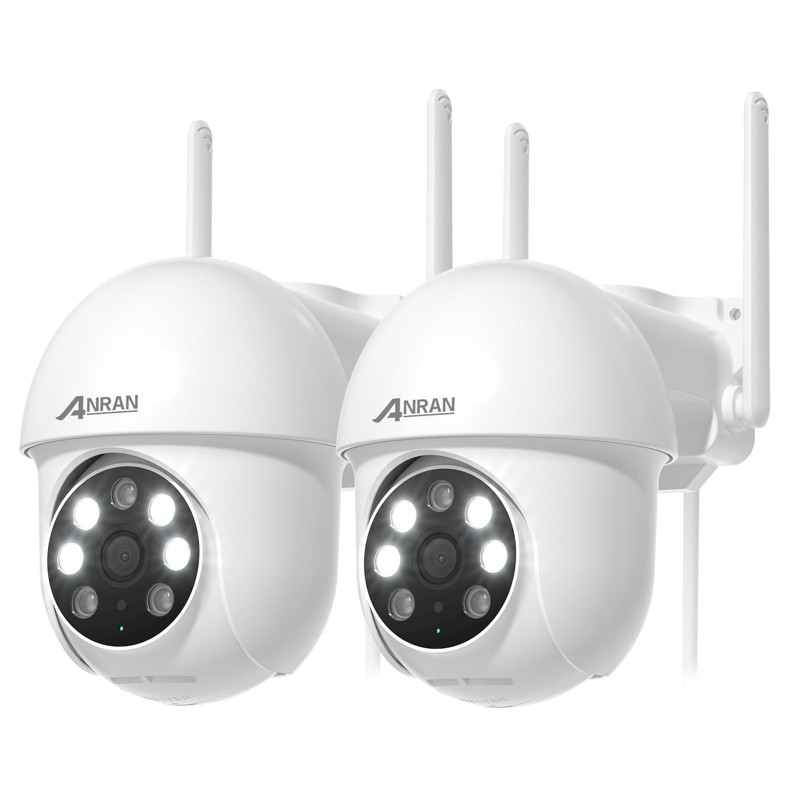 ANRAN 2K Überwachungskamera Aussen WLAN,24/7 Aufzeichnung,360° PTZ | Kamera Outdoor mit Automatischer Verfolgung,2,4 & 5 GHz,20m Farbnachtsicht mit Flutlicht,2-Wege-Audio,Alexa,IP66,2pcs