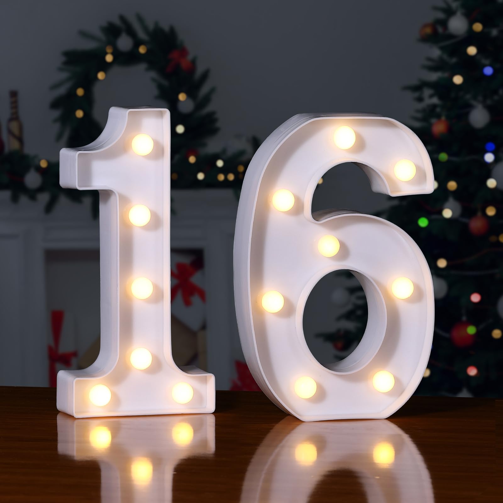 Foaky LED Light up Numbers Sign Marquee Numbers Sign for Night Light Table Decorations for Birthday Party (Number-16)