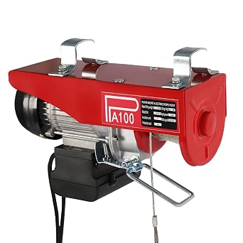 Electric Hoist 480W 100Kg Portable Scaffolding Hoist, Overhead Lift Electric Pulley System Cable Lift with Wired Remote Control, Motor Crane/Winch for Warehouse, SINGLE/DOUBLE LIFITING: 50kg/100kg