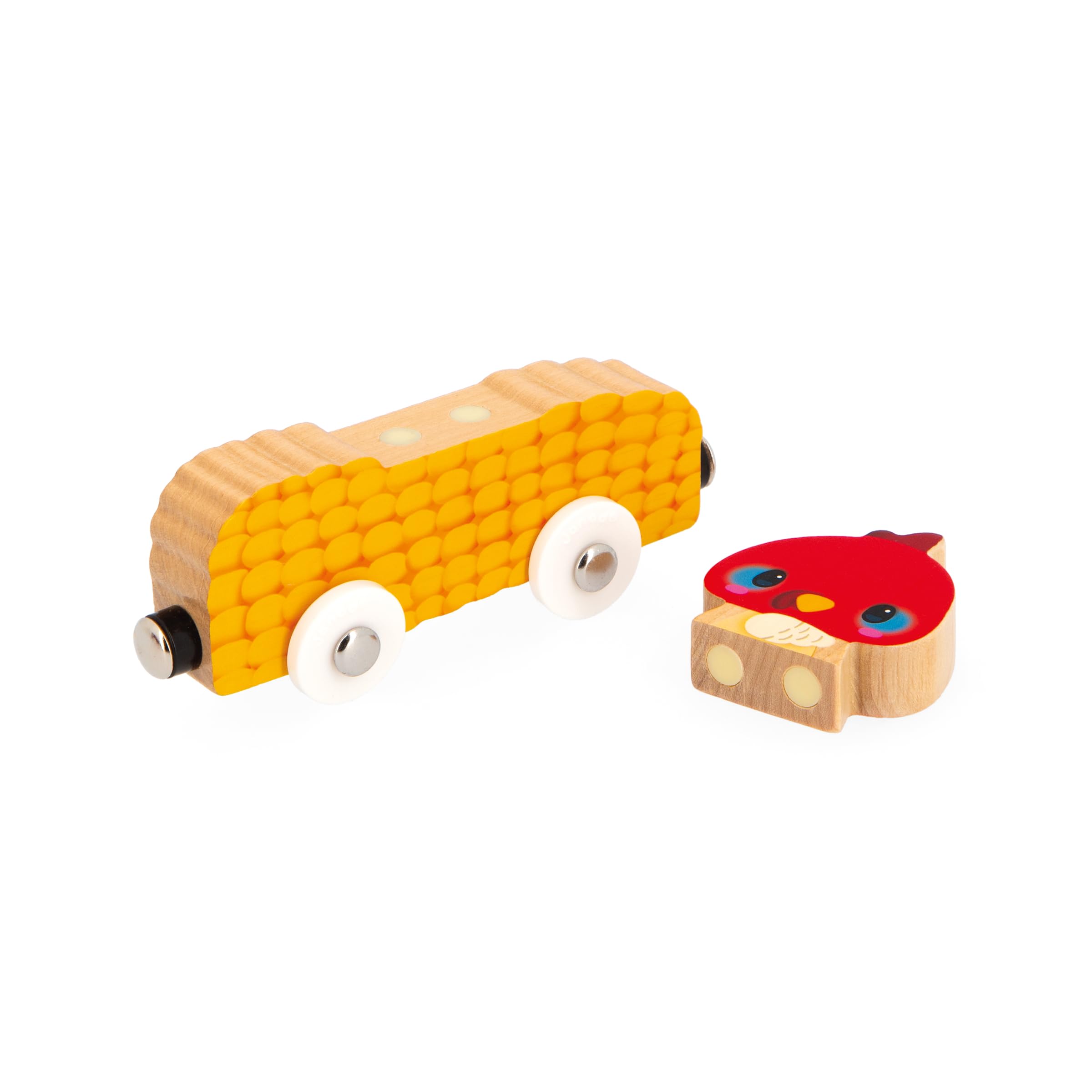 Janod - Magnetic Farm Animals - Early-Learning Toy - 3 Vehicles + 3 Animals in Wood - Develops Dexterity - FSC Wood Game - 18 Months +, J03316 - Image 4