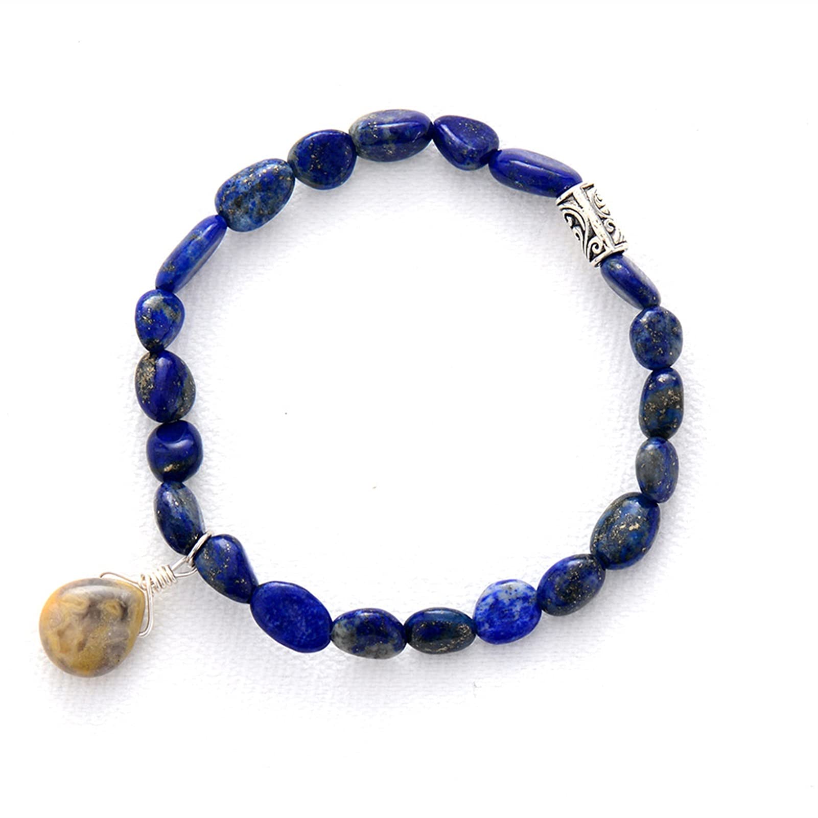 Natursteinarmband Damen Armbänder Homme Edelsteine ​​Lapislazuli Elastisches Armband Perlen Stretch Quaste Armband Armband Schmuck