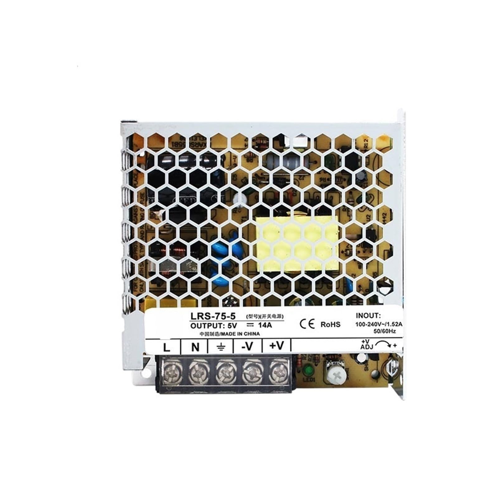 Alimentation fermée LRS-75-5 type boîtier métallique perforé pour projets électroniques