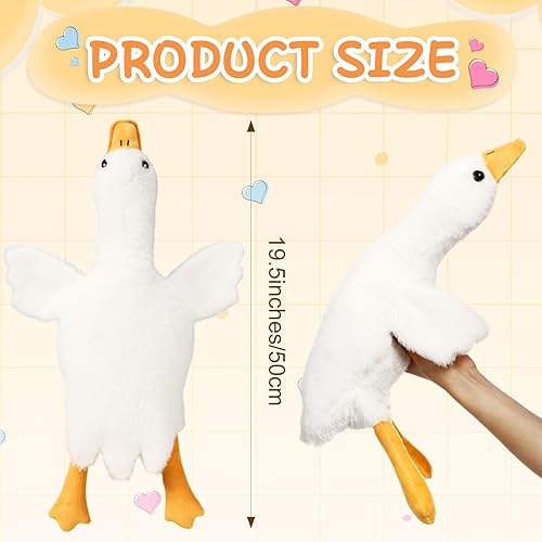Vista 21 de Lenwen Peluche de ganso gigante de 51.2 pulgadas, peluche grande de pato suave, linda almohada de ganso, regalos de fiesta de cumpleaños para niños