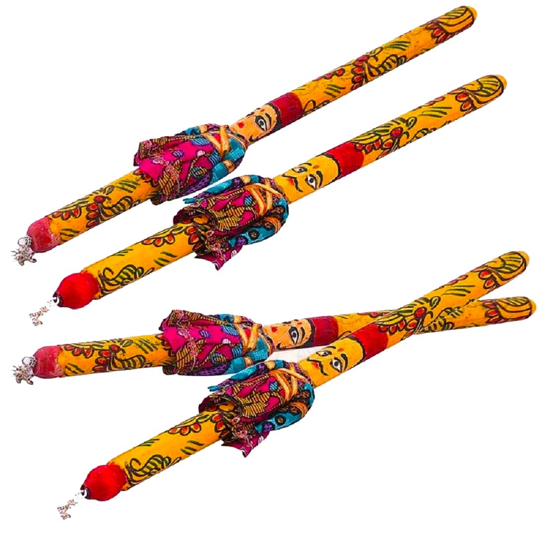 DMS RETAIL Multicolor Puppet Doll Raja Rani Couple Dandiya Garba Sticks for Navratri Celebration Pack of 2 Pair -14 Inch - Image 3 thumbnail