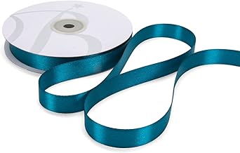 Double Satin Ribbon 25 mm x 50 Metres for Crafts, Christmas, Decorations, Suitable for Wrapping Gifts, Birthday Parties, Weddings, Wedding Favors (Teal)