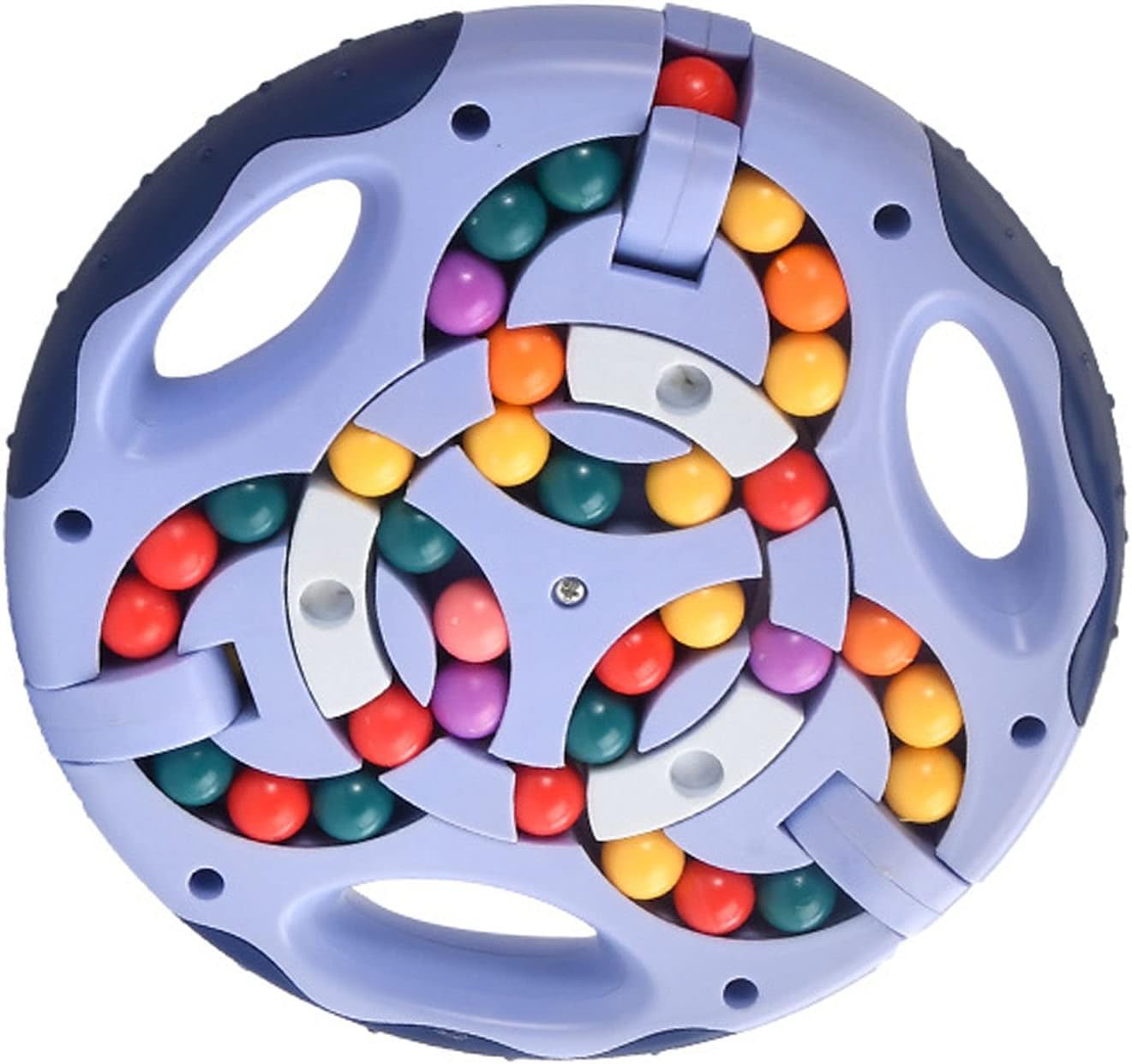 Finger Rotating Beans, Engaging Double Sided Puzzle for Calming Decompression and Stress Relief Fun Rotating Beans Toy for Adults and Children (Blue)