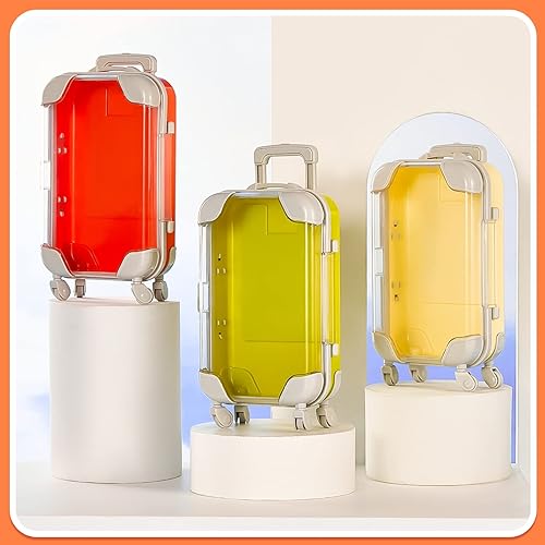 Miniatura 4 de Juexica Paquete de 18 pestañas postizas caja de embalaje de plástico mini maleta, cajas de pestañas vacías con ruedas, caja de dulces en miniatura