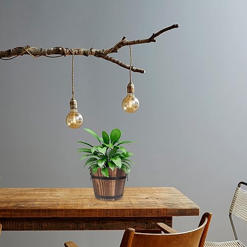 Miniatura 8 de DOITOOL Maceta rústica de madera en barril: cubo de madera para whisky, macetas para plantas de interior y exterior, contenedor para el hogar,