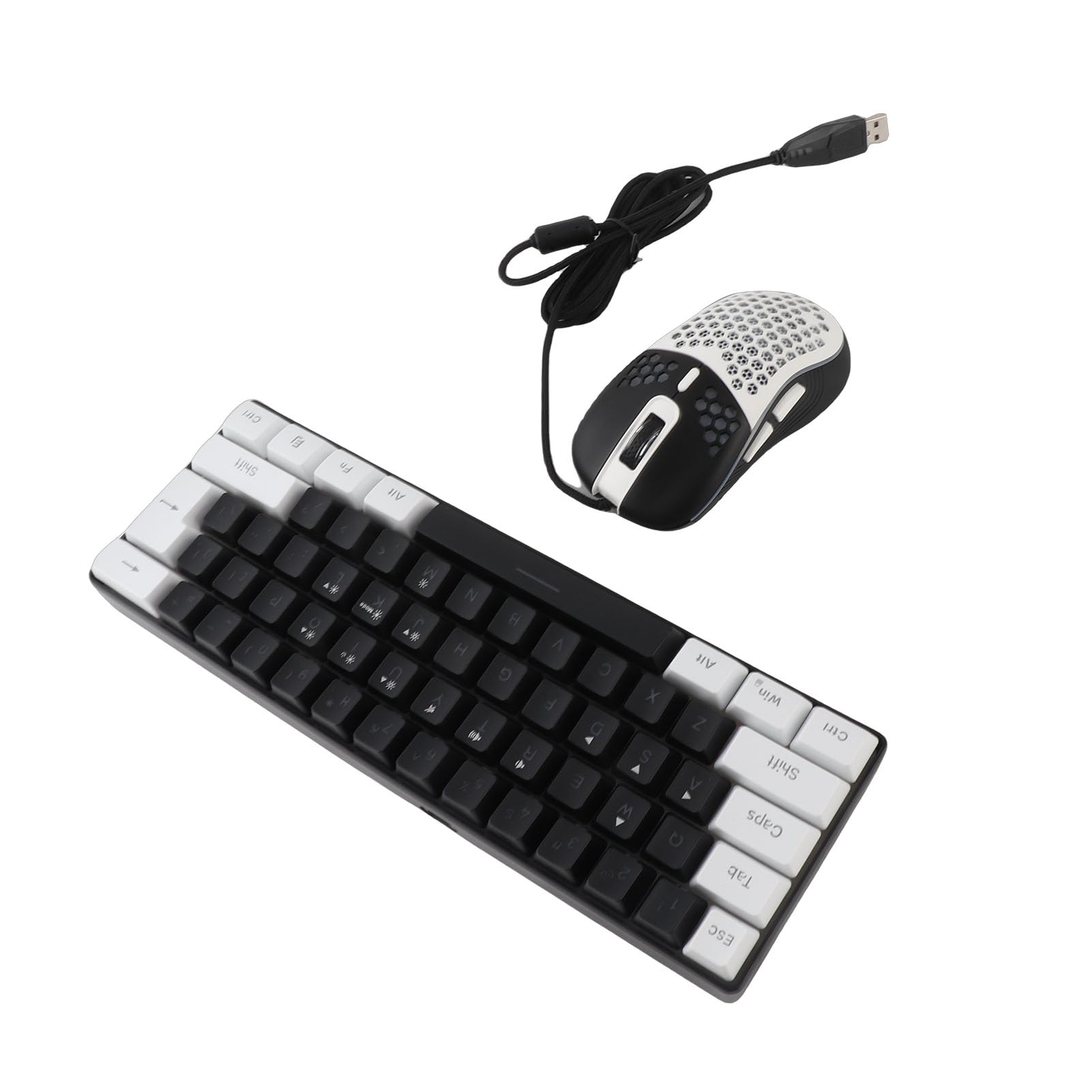 Teclado y Ratón para Juegos, Teclado Mecánico RGB con 61 Teclas con Cable, Sensación Mecánica óptica, Ergonómico para Juegos con Retroiluminación Multicolor, Pies de Inclinación Ajustables