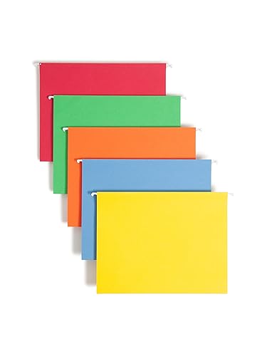Smead Standard Hanging File Folders, 25 Count, Assorted Primaries, 1/5-Cut